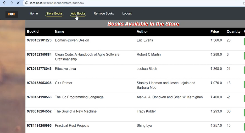 Online Book Shop System Using JSP and MySQL