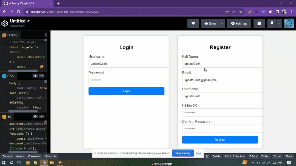 Login and Registration Form