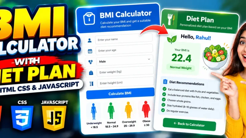 BMI Calculator Using HTML CSS and JavaScript