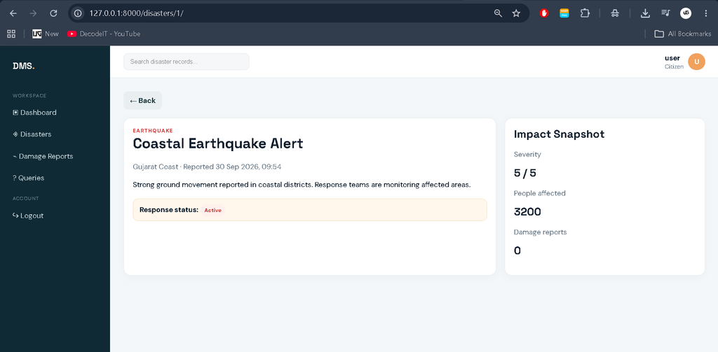 Disaster Management System Using Python and Django