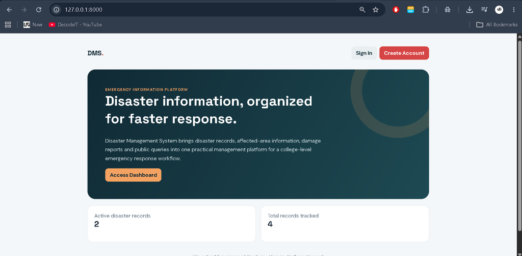 Disaster Management System Using Python and Django