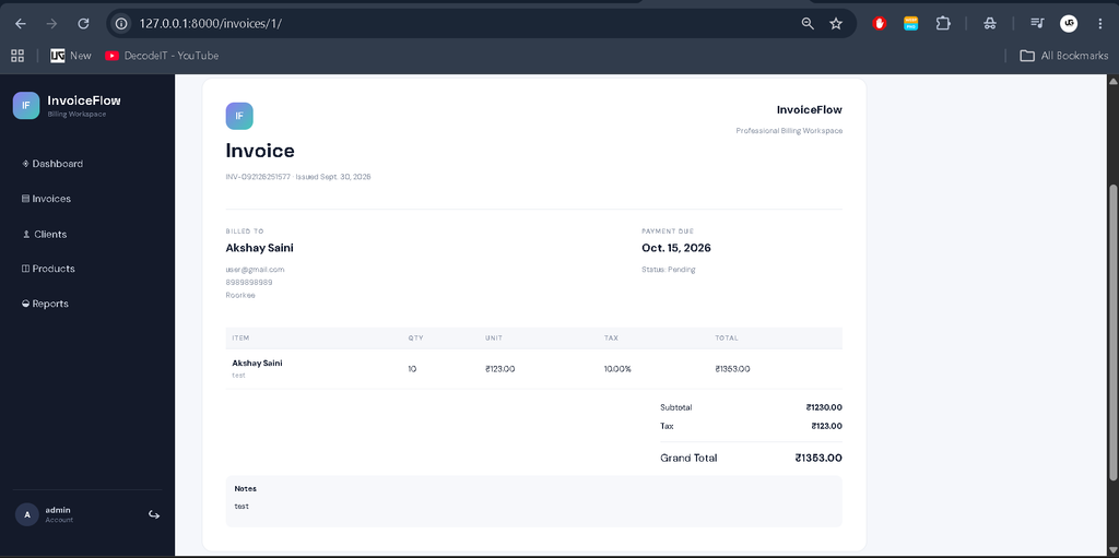 Invoice Generator In Django With Source Code Free
