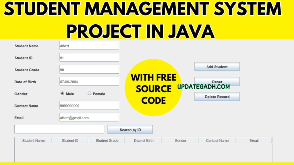 Student Management System Project in java Free Source Code