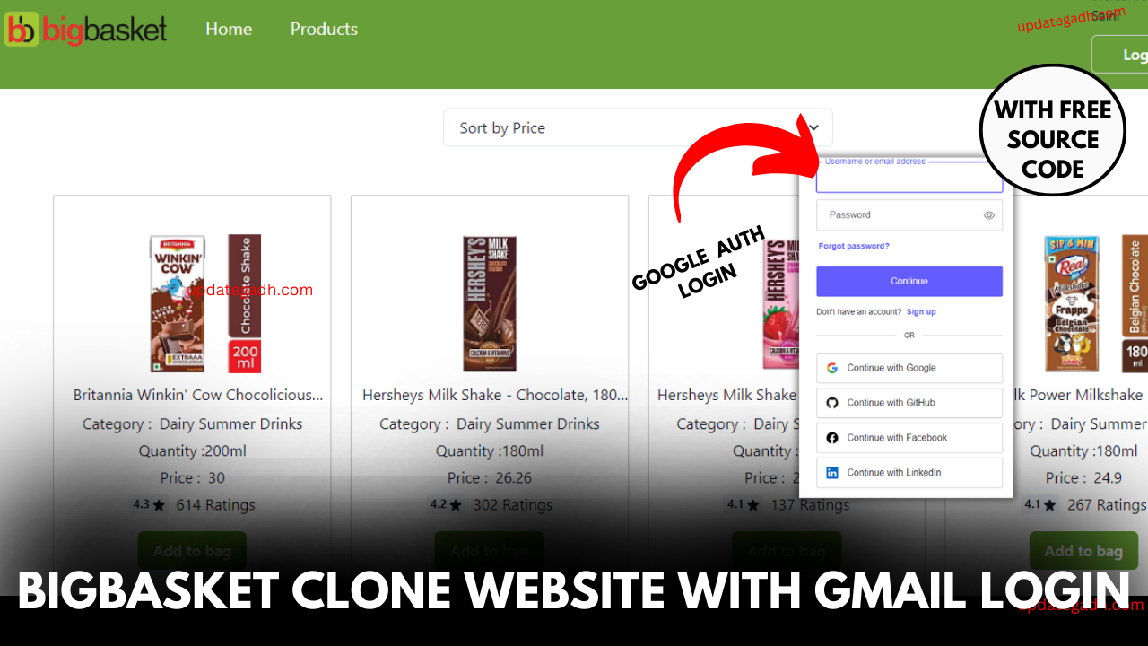 BigBasket Clone Website With Gmail login