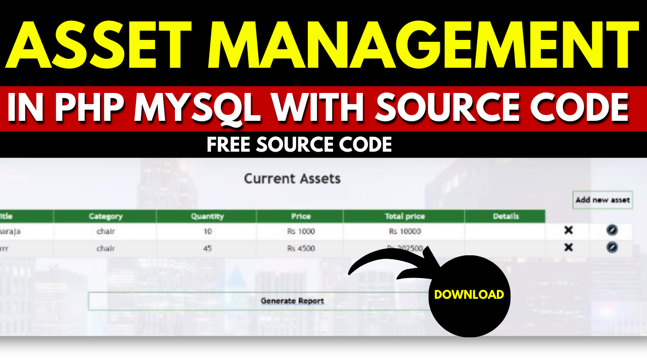 Asset Management System Project in PHP and MySQL