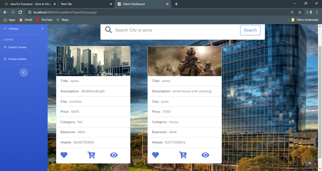 House Rental Portal Using Java JSP, Servlet, J2EE and MySQL
