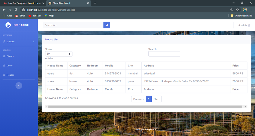 House Rental Portal Using Java JSP, Servlet, J2EE and MySQL