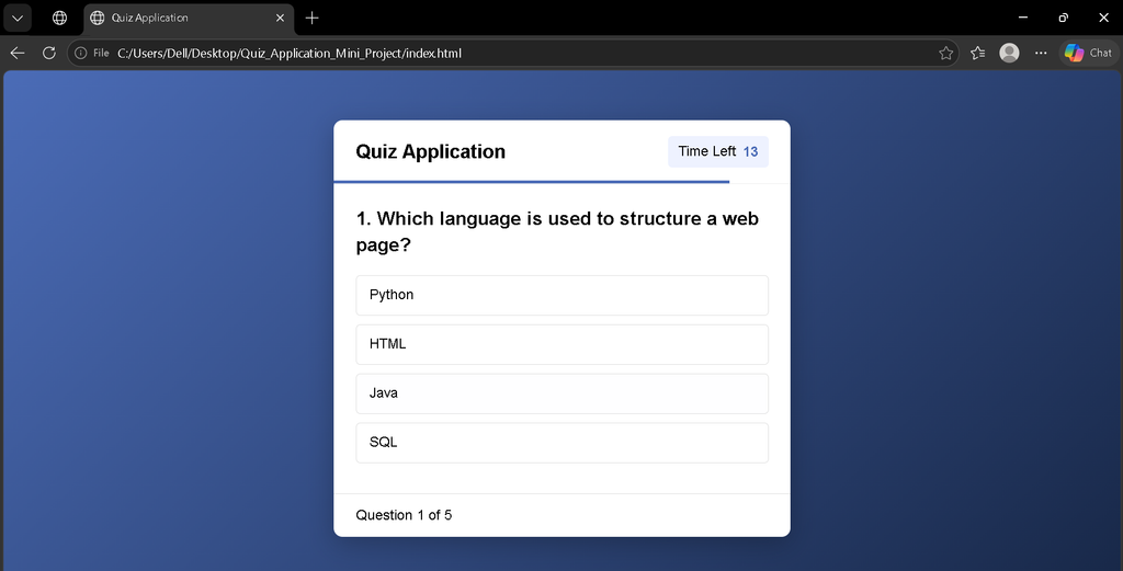 Build a Quiz Application with HTML, CSS, and JavaScript