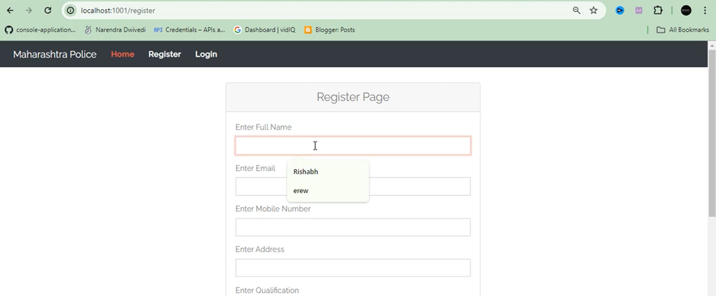 Online Criminal Record Portal using Spring Boot Hibernate, MySQL, J2EE