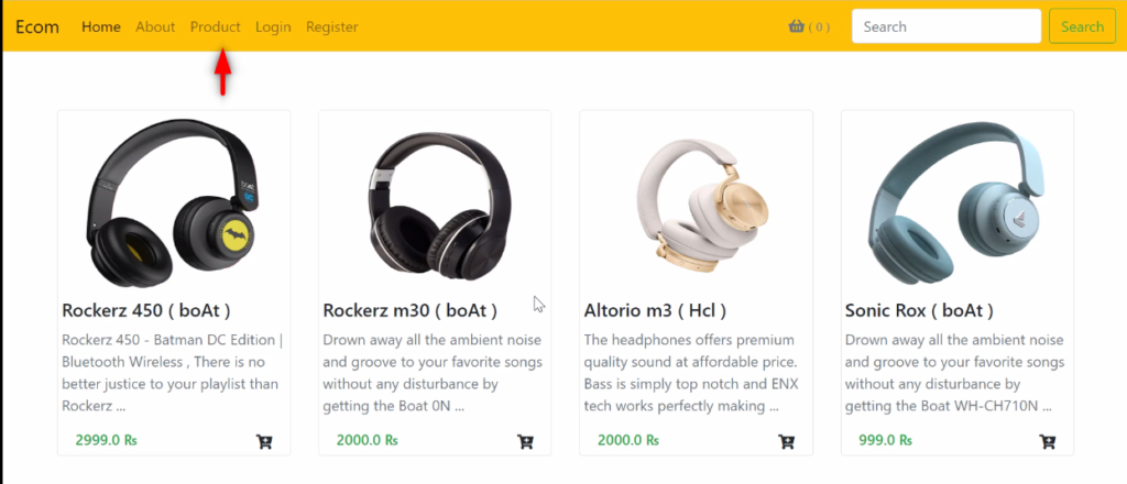 E-commerce website to purchase Headphones 