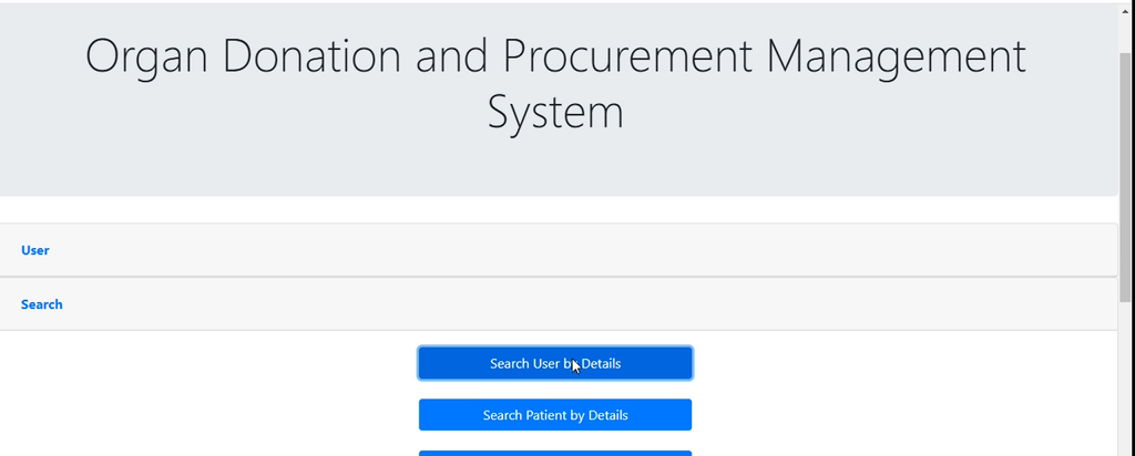 Organ Donation Management System-Search