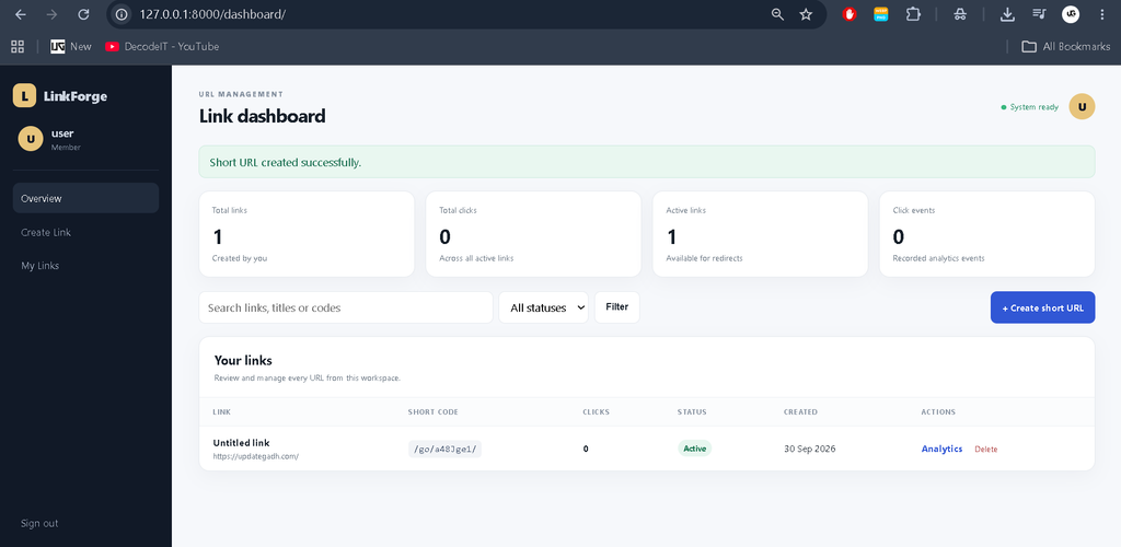 Create a URL Shortener Using Django Framework