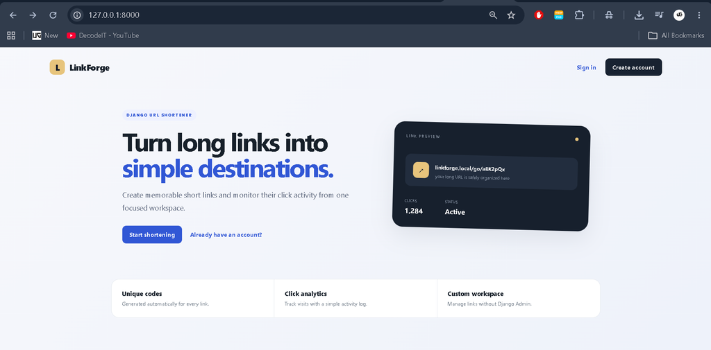 Create a URL Shortener Using Django Framework