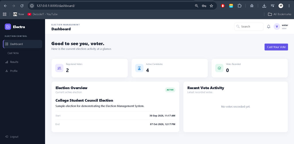 Election Management System Using Python Django and SQLite