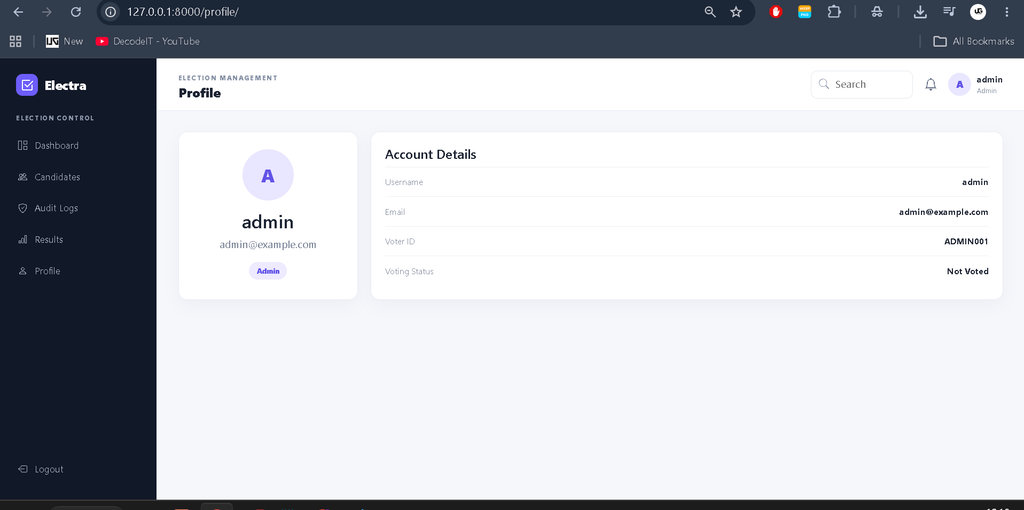 Election Management System Using Python Django and SQLite