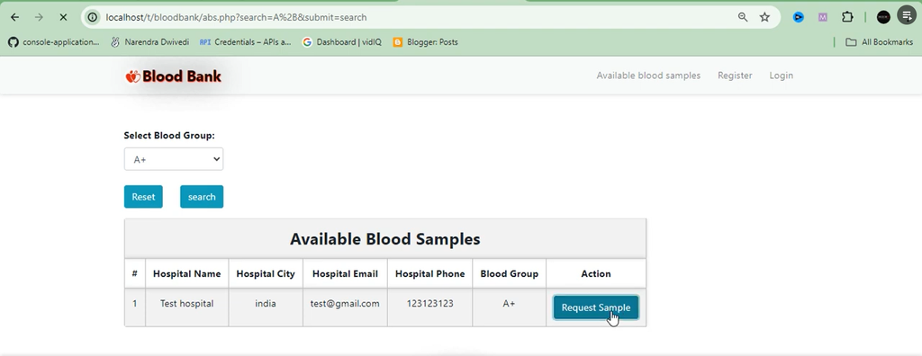 Blood Bank Management System in PHP and MySQL