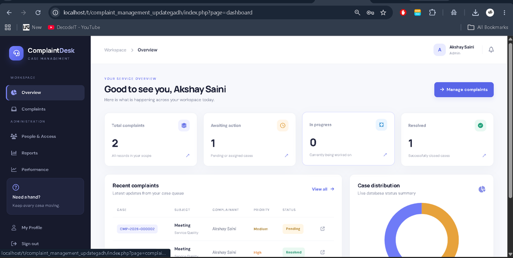 Complaint Management System in PHP and MySQL-Admin Panal