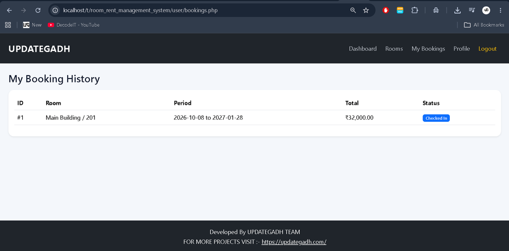 Room Rent Management System Using PHP and MySQL