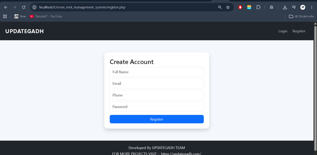 Room Rent Management System Using PHP and MySQL