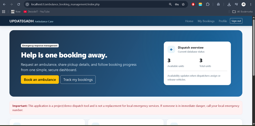 Ambulance Booking Management System Using PHP and MySQL