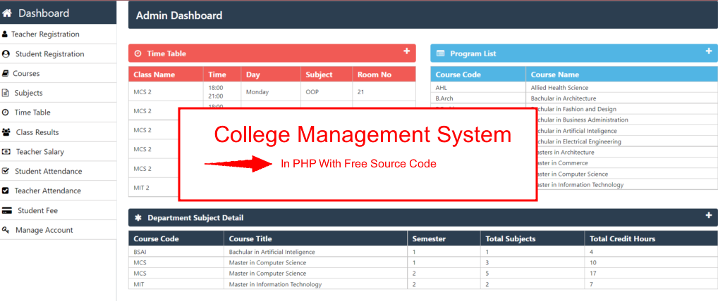 College Management System In PHP With Free Source Code