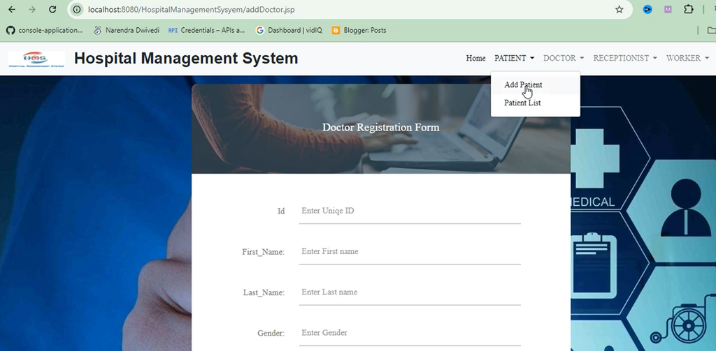 Hospital Management System Using Java, JSP, Servlets, and MySQL