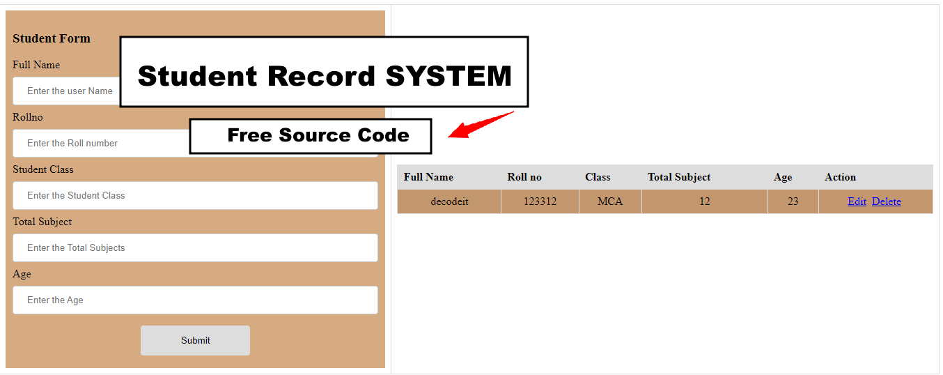 Student System Free Source Code