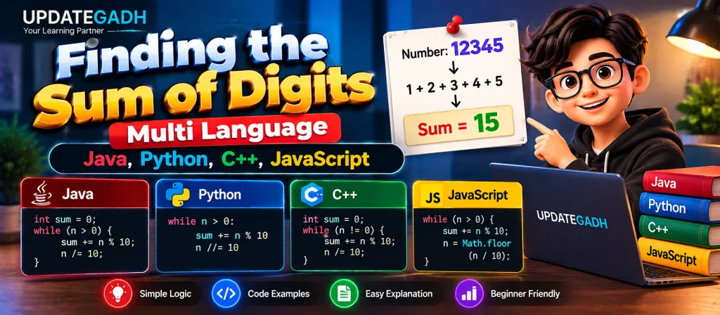 Finding the Sum of Digits: Multi language Java, Python, Js