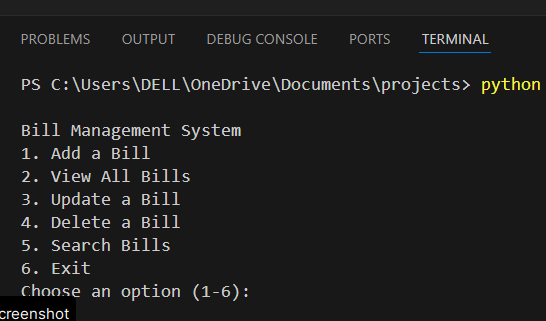 Bill Management System in Python Free Source Code