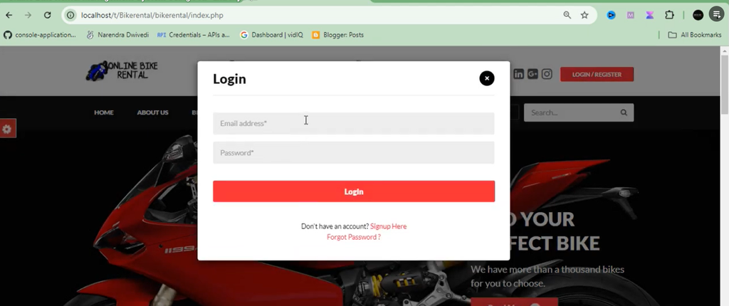 Online Bike Rental Management System Using PHP and MySQL