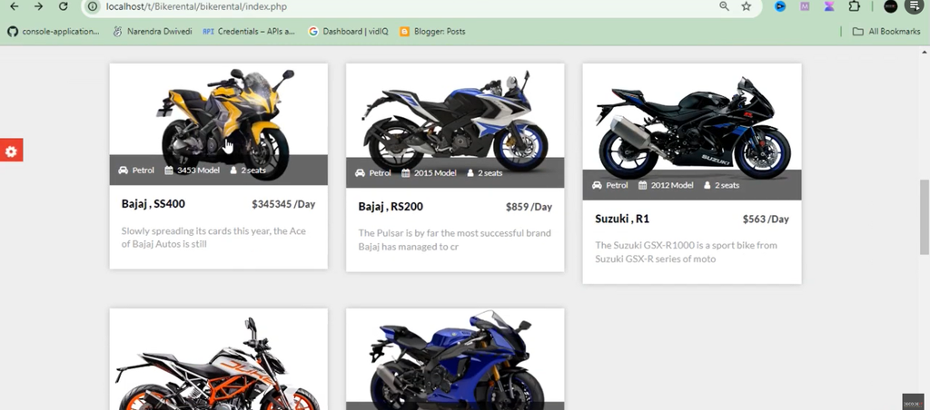 Online Bike Rental Management System Using PHP and MySQL