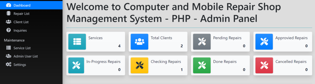 Repair Shop Management System in PHP & MySQL with Source Code