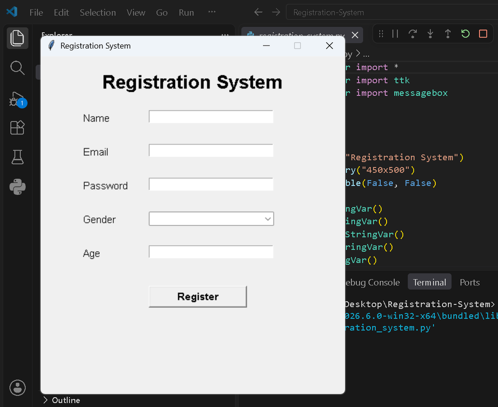 Registration System in Python