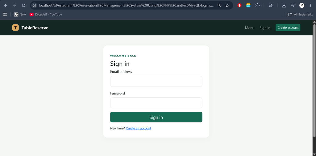 Restaurant Reservation Management System Using PHP and MySQL