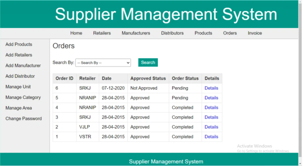 Supplier Management System in Java with Source Code