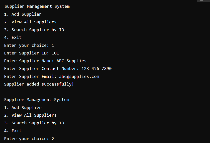 Supplier Management System in Java with Source Code