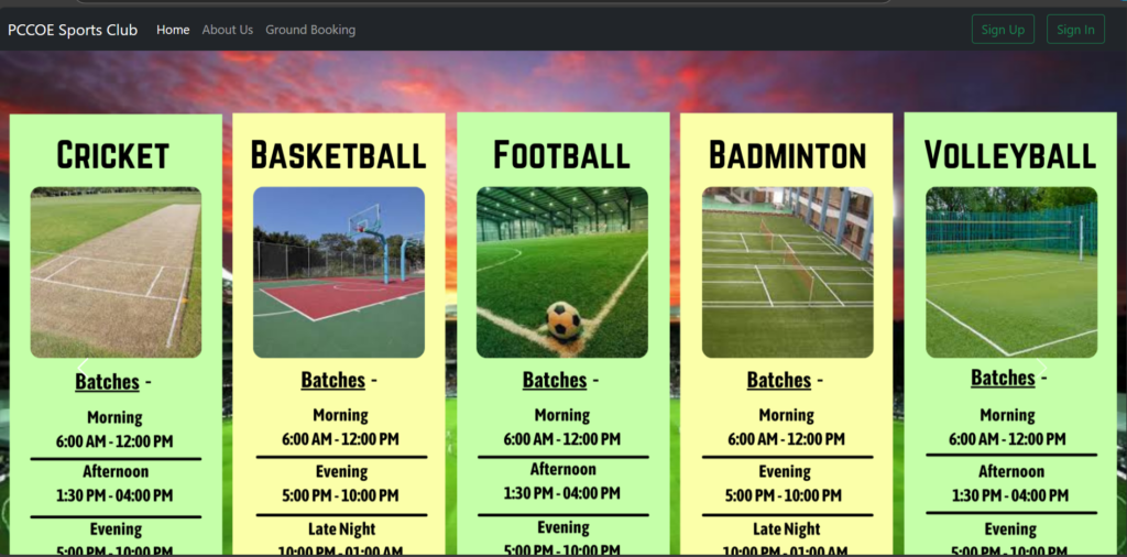 Sports Club Management System With  Source Code