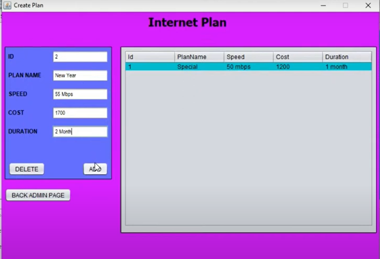 ISP Management System in Java and MySQL