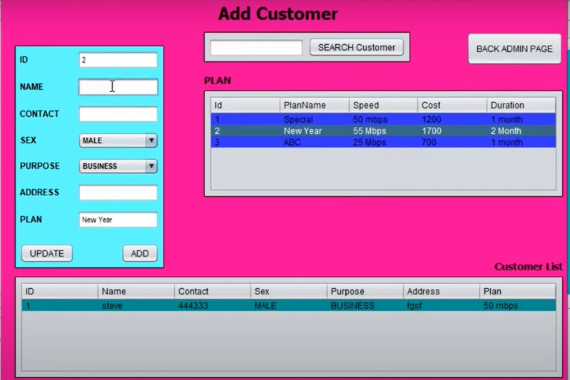 ISP Management System in Java and MySQL