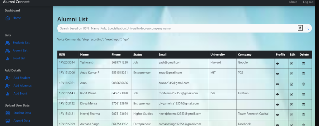 Alumni Web Application Using Python