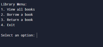 Library Menu in Python