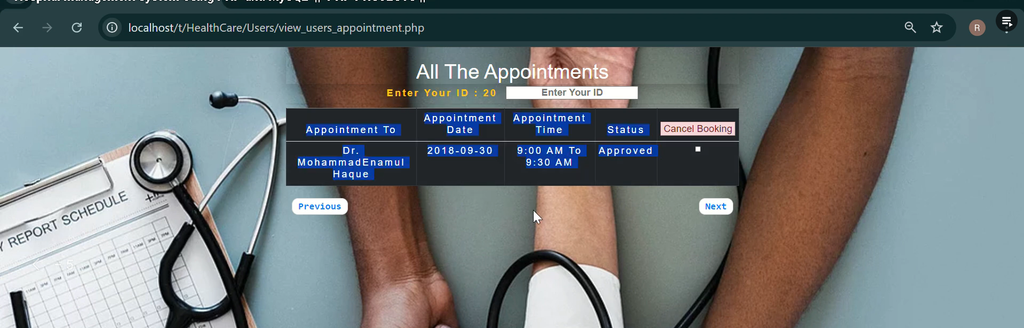 Appointment Management System Using PHP