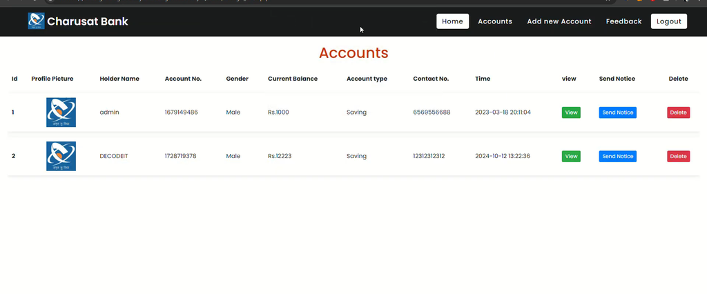 Bank Management System Using PHP and MySQL