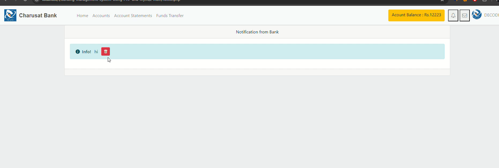 Bank Management System Using PHP and MySQL