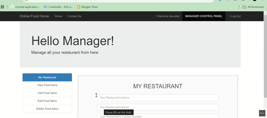 Online Food Order System in PHP