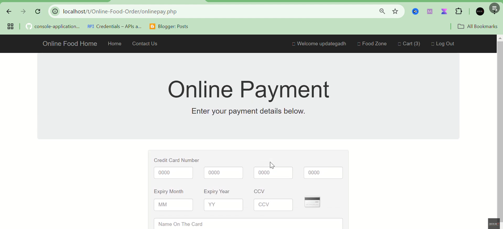 Online Food Order System in PHP