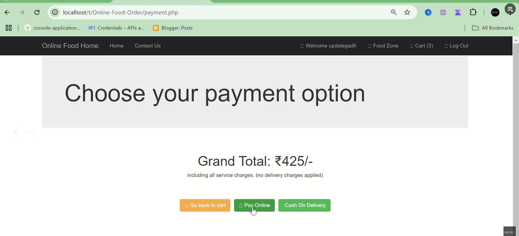 Online Food Order System in PHP