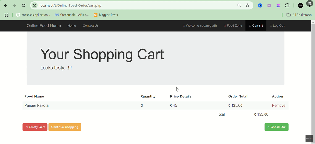 Online Food Order System in PHP