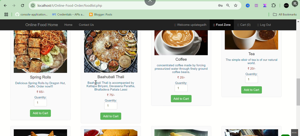 Online Food Order System in PHP