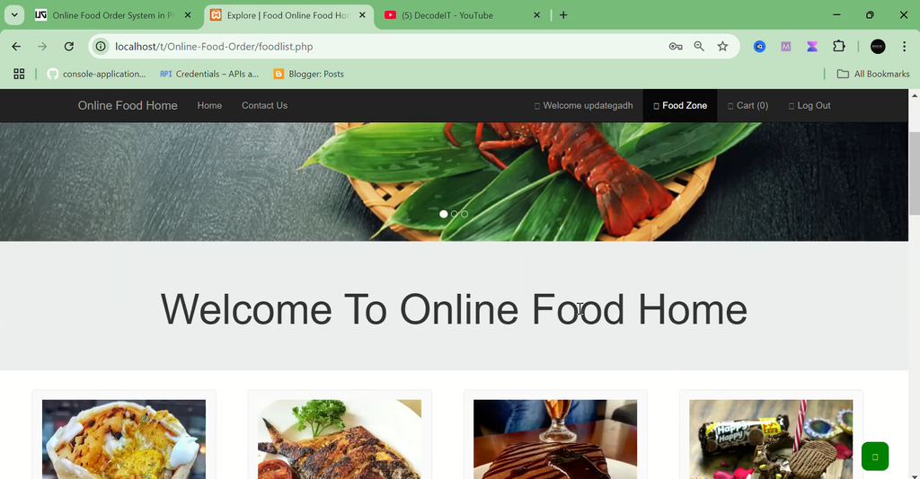 Online Food Order System in PHP